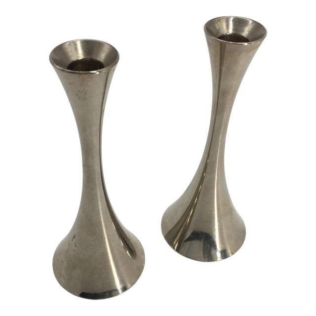 Mid-Century Silver Candlesticks- a Pair For Sale