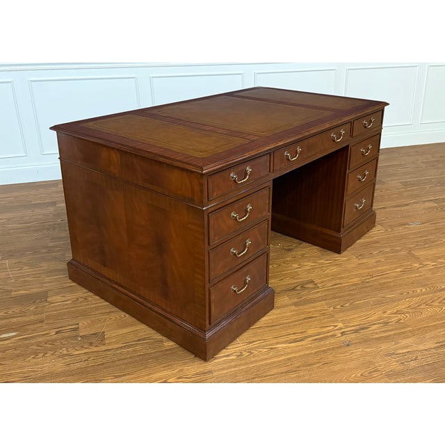 Traditional 60 Inch Mahogany Executive Desk by Leighton Hall - Showroom Sample For Sale In Atlanta - Image 6 of 16