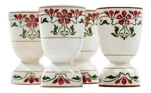 Art Nouveau Villeroy and Boch Saxony Poppy Porcelain Egg Cups - Set of 4