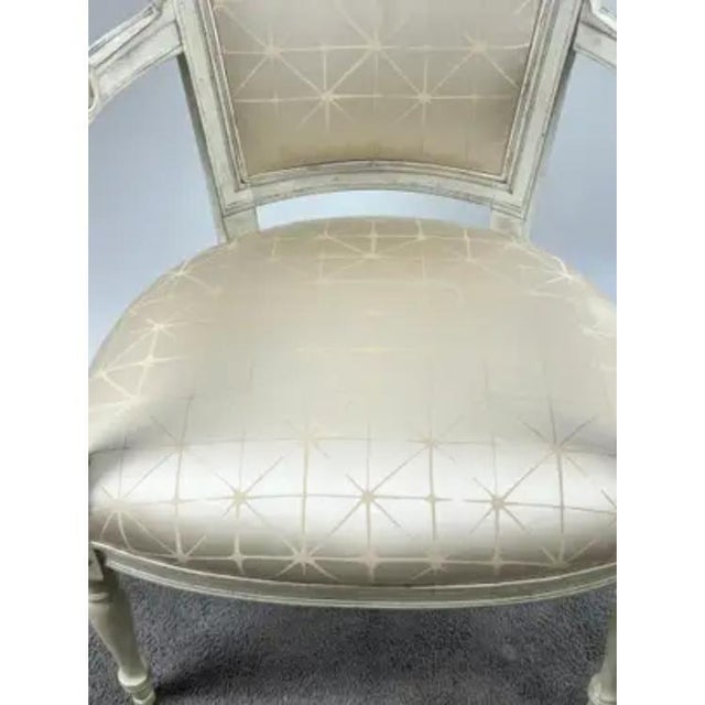 French Academic Revival Louis XVI Style Off-White Painted Chair C 1930's, a Pair For Sale - Image 15 of 16