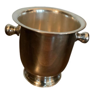 1980s Monogrammed Modern Silver Plated Champagne Bucket / Vase/ Wastebasket For Sale