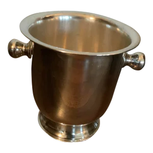 1980s Monogrammed Modern Silver Plated Champagne Bucket / Vase/ Wastebasket