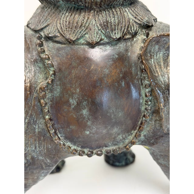 Vintage Maitland-Smith Bronze Elephant Sculpture Candle Holder For Sale - Image 9 of 12