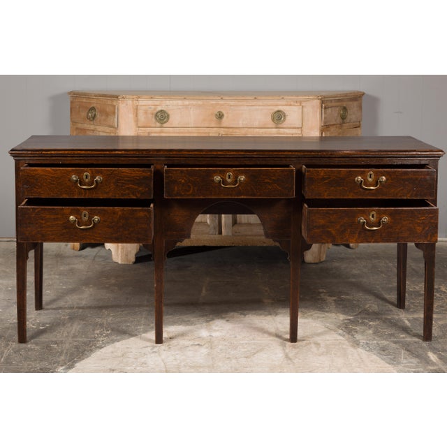 English 19th Century Oak Sideboard with Five Drawers and Carved Spandrels For Sale - Image 12 of 12