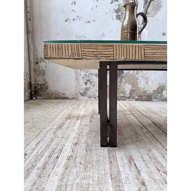 Ceramic Coffee Table with Carved Stone, 1950s For Sale - Image 12 of 18