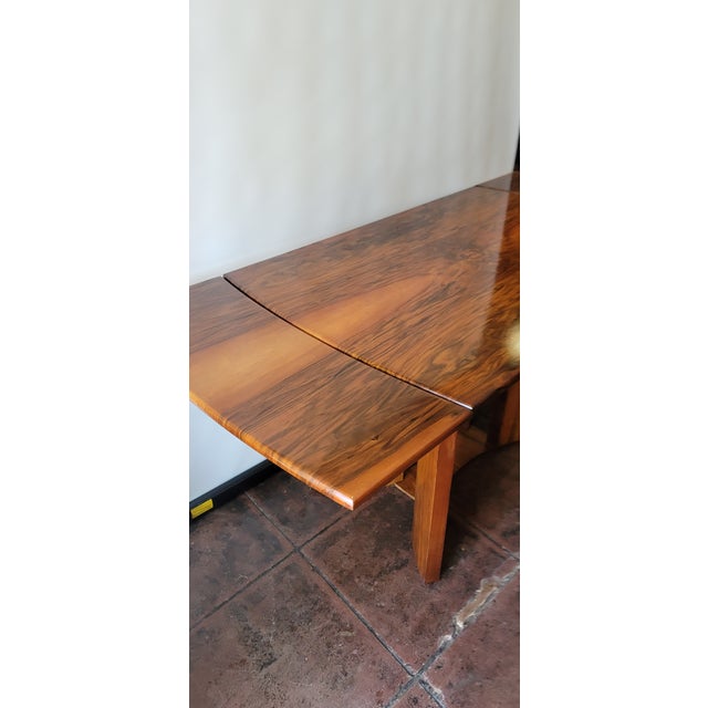 1940s Art Deco Harry Lebus Dining Room Table Burl Walnut Stunning Opens to 66 For Sale - Image 5 of 9