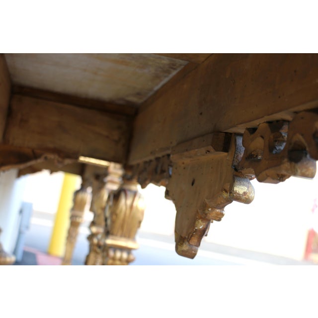 Antique Italian Baroque Giltwood Console Tables With Breccia Marble Tops | Pair | Circa 1900s For Sale - Image 14 of 18