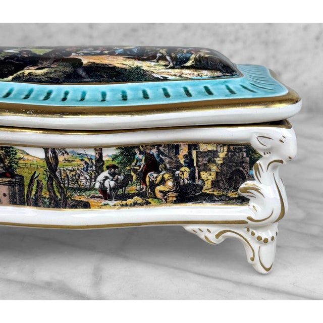 Vintage Capodimonte Italian Rococo Porcelain Jewelry Dresser Box W/ Lid For Sale - Image 9 of 13