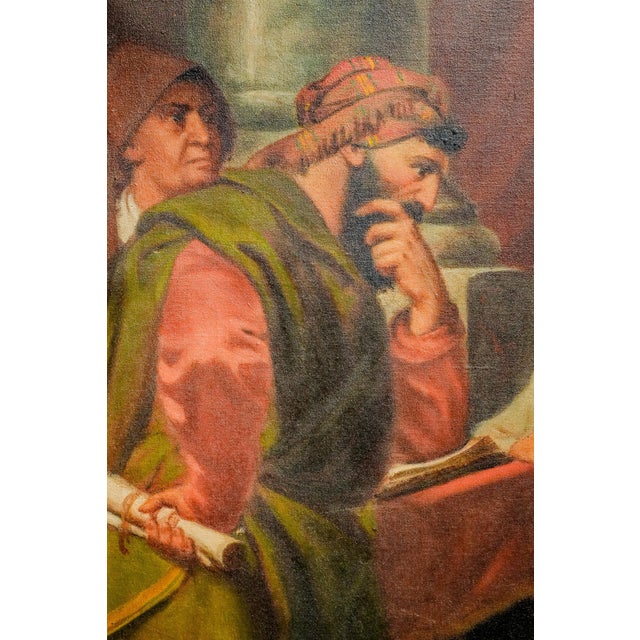 19th Century Classical Christian Antique Framed Oil Painting Religious Scene Jesus in Temple Home Wall Decor For Sale - Image 5 of 16