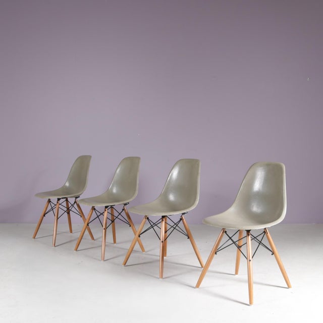 Dining Chairs in Sea Foam Green Fiberglass by Charles & Ray Eames for Herman Miller, USA, 1960s, Set of 4 For Sale - Image 14 of 14