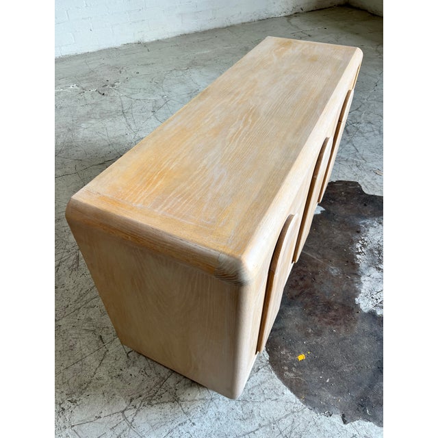 Vintage Blonde Cerused Credenza With Art Deco Detail For Sale - Image 4 of 6