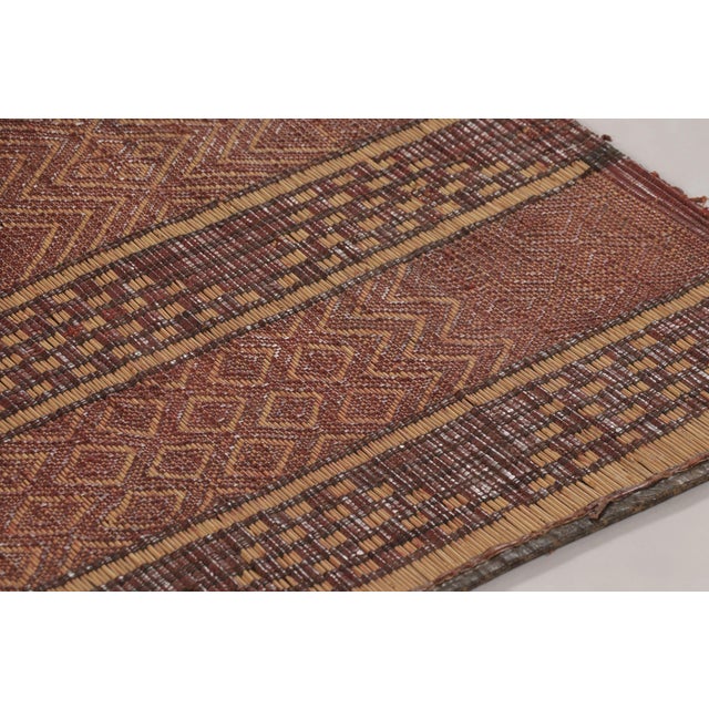 Animal Skin Vintage Tuareg Mat, Rich Burgundy With Tribal Geometric Patterns - Rug & Kilim For Sale - Image 7 of 10