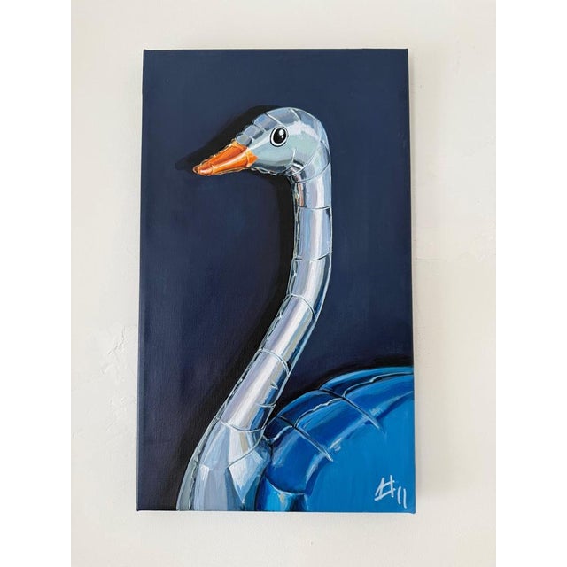 Early 21st Century Sofía Cristina Jiménez, Silver Inflatable Ostrich, Lady Truthi 3, 2025, Acrylic Painting For Sale - Image 5 of 14