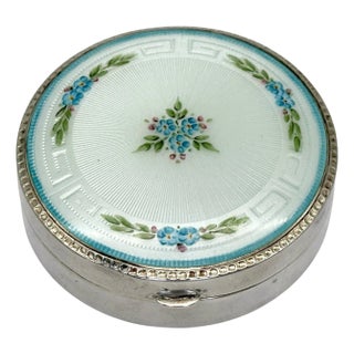 Blackington Sterling Silver and Guilloché Enamel Box with Mirrored Lid, C. 1925 For Sale