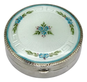 Blackington Sterling Silver and Guilloché Enamel Box with Mirrored Lid, C. 1925