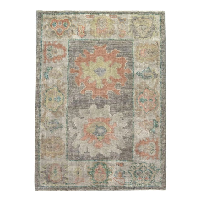 Modern Turkish Oushak Rug 2'5" x 3'4" For Sale