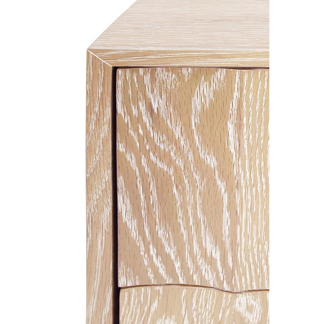 Worlds Away Matthew Izzo Home Hammond Fluted Cerused Oak Two Drawer Side Table With Brass Knobs For Sale - Image 4 of 7