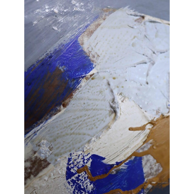 Mid-Century Modern 'Blue Echoes' Vintage Original Abstract Oil Painting by Swedish Artist Hans Osswald (1919-1983), Framed For Sale - Image 13 of 15