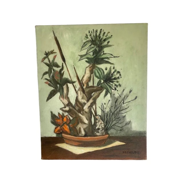 Vintage Oil on Canvas Painting of Botanical Still Life, Signed Fredrick Childs For Sale - Image 4 of 7