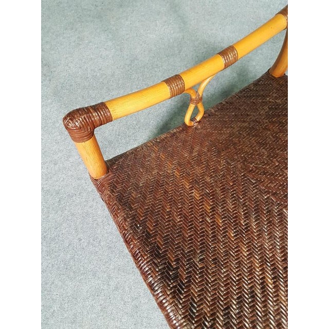 Brown Set of Lounge Chair and Ottoman in Rattan and Bamboo from Yuzuru Yamakawa For Sale - Image 8 of 12