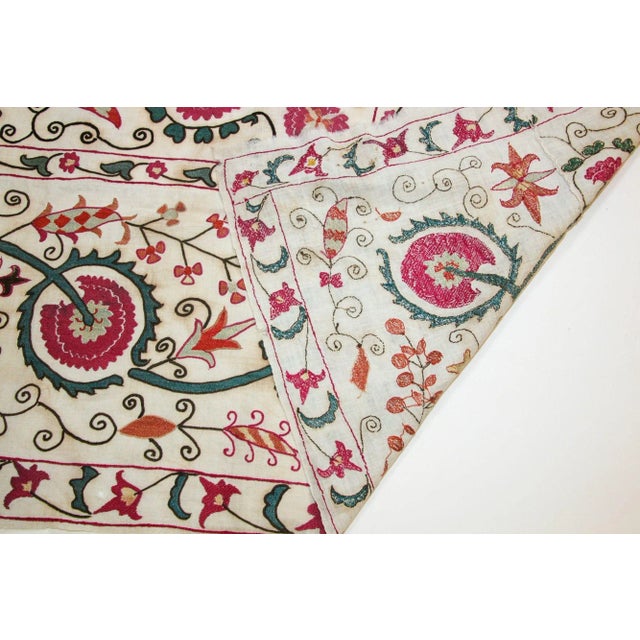 19th C. Suzani Bukhara Uzbekistan Antique Embroidered Islamic Art Textile Susani For Sale In Palm Springs - Image 6 of 13