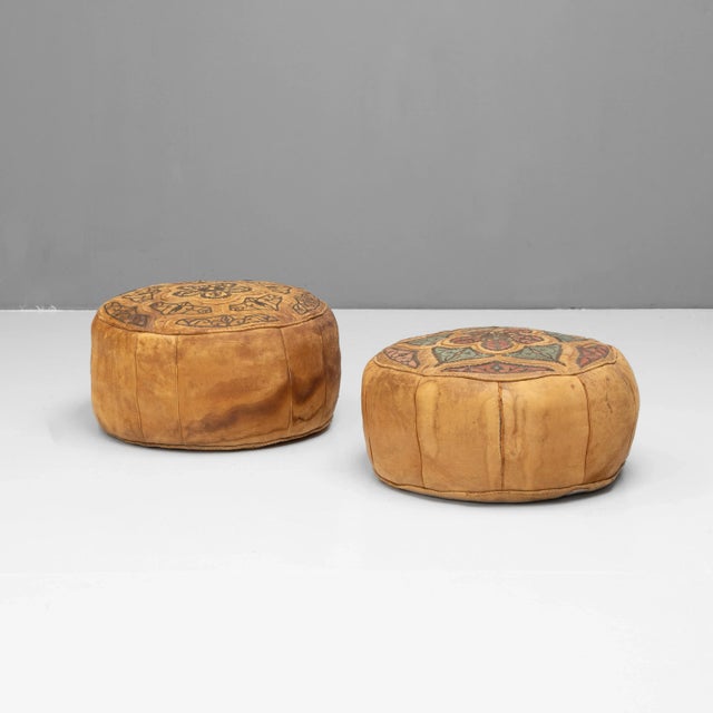 Leather Ottomans, 1930s, Set of 2 For Sale - Image 10 of 10