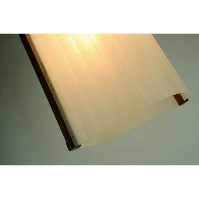 Mid-Century Modern Danish Modern Teak Opal Glass Brass Hanging Lamp For Sale - Image 4 of 11