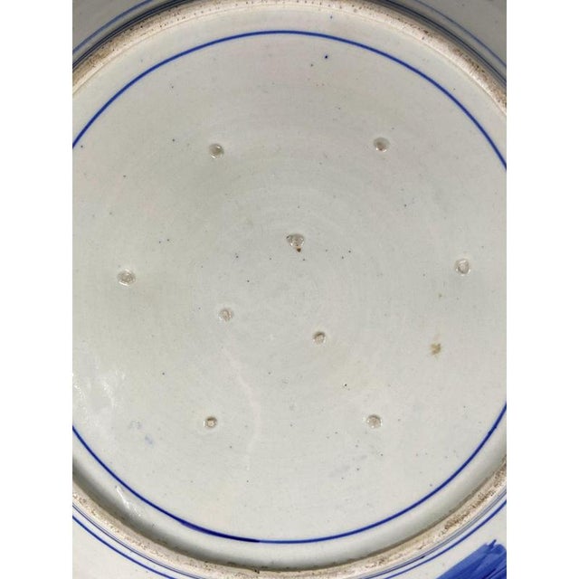 Large Japanese Hand-Painted Blue and White Dish, 19th Century For Sale - Image 9 of 12