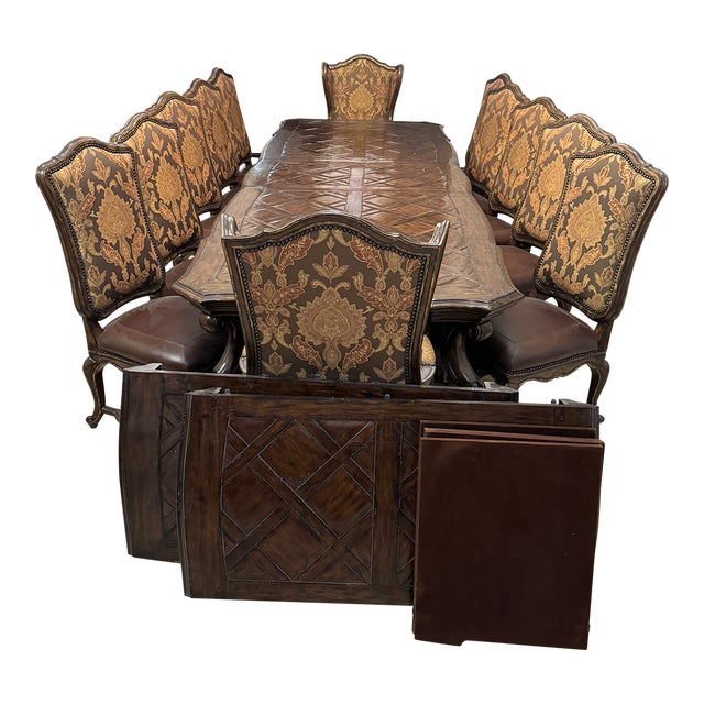 Marge Carson Vouvray Dining Table With 12 Chairs and 3 Leaf Extensions