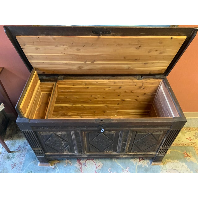 Antique Carved Oak Blanket Chest For Sale - Image 12 of 16