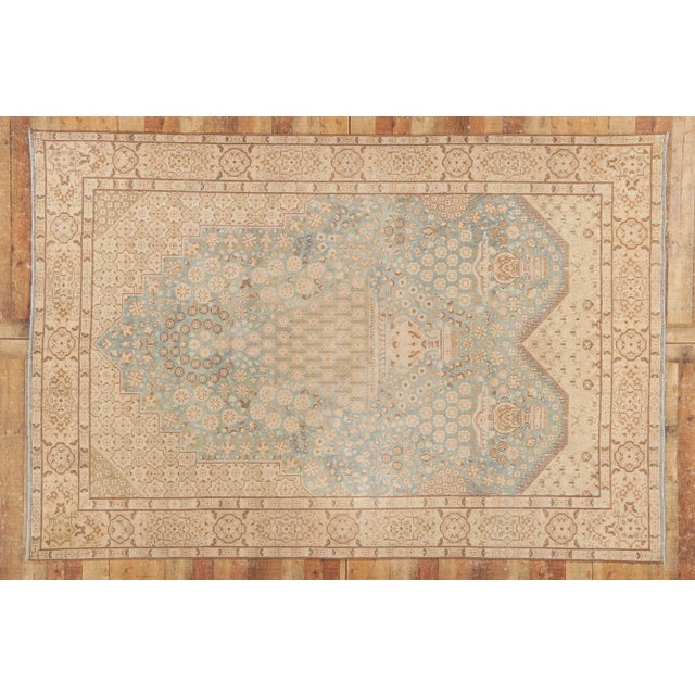 Tan Antique Persian Kerman Rug - 06'08 X 09'10 For Sale - Image 8 of 8