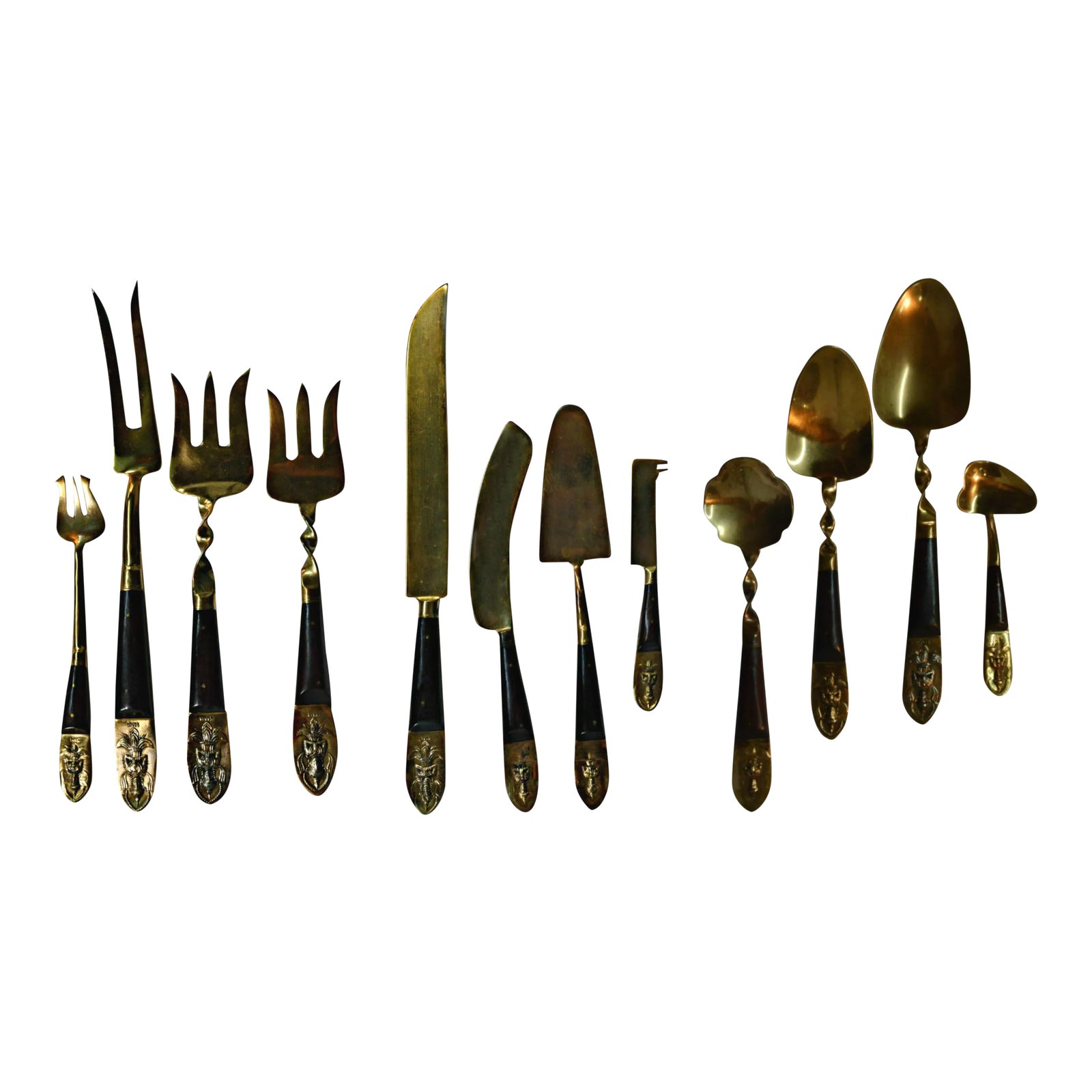 Bronze & Rosewood Serving Flatware Set of 12 Chairish