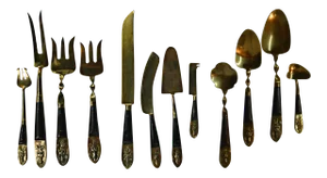 Bronze & Rosewood Serving Flatware - Set of 12