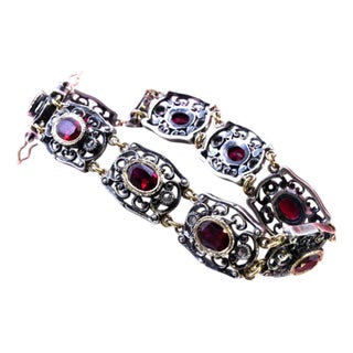 Gold and Silver Bracelet with Diamond Chips For Sale