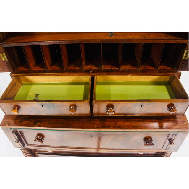 English English Regency Mahogany Secretary Chest of Drawers With Bookcase Top & Hidden Compartments, Circa 1820 For Sale - Image 3 of 4