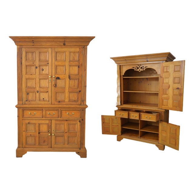 Baker Milling Road English Country Pine Linen Cabinet For Sale