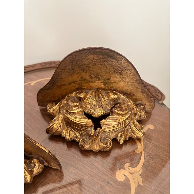 Vintage Italian Gilled Wood Wall Shelf For Sale - Image 4 of 5