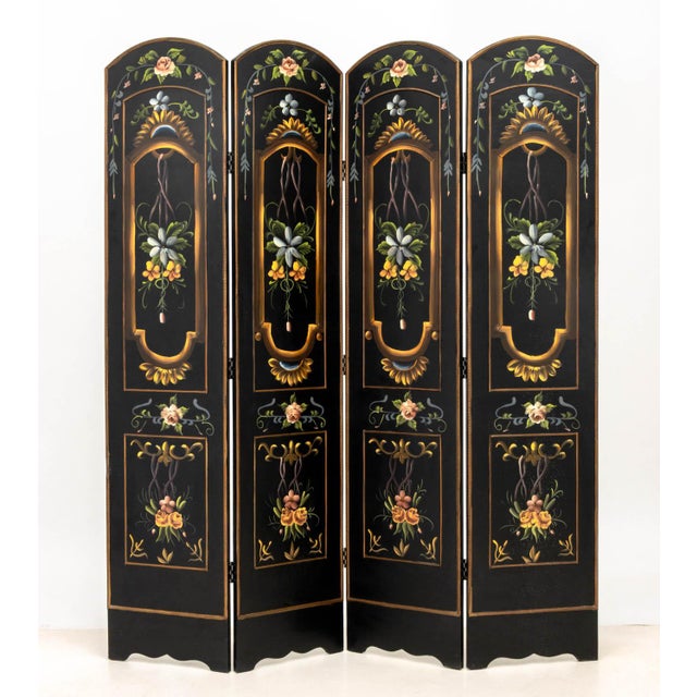 Wood Victorian Style Ebonized Floor Screens, Pair For Sale - Image 7 of 10
