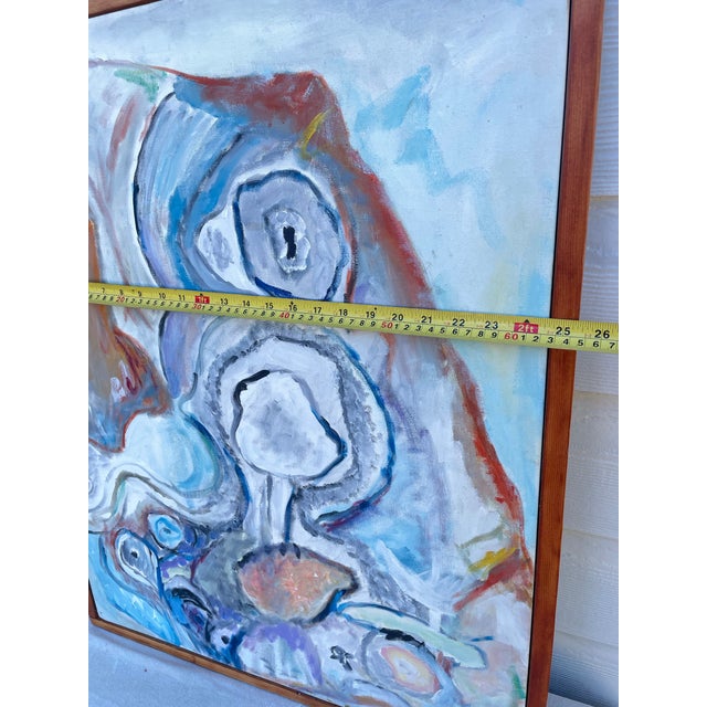 Textile Late 20th Century Vintage Signed Abstract Flowing Forms Acrylic Painting on Canvas Board by Teresa Lawrenson, Framed For Sale - Image 7 of 11