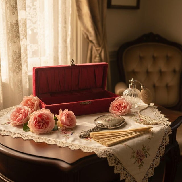 Victorian Antique Victorian Red Velvet Glove Box-Silk Lined-Jewelry Casket-Vanity Box-Case For Sale - Image 3 of 11