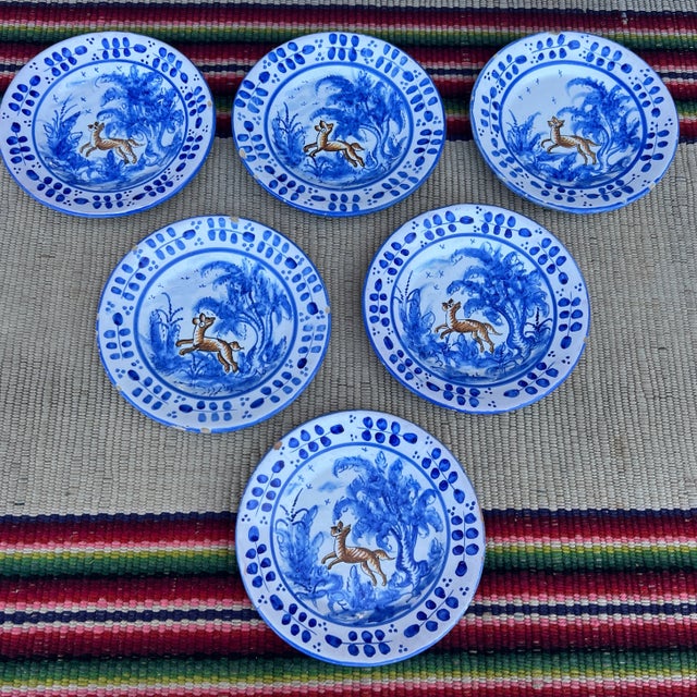 Circa 1970s Vintage España Talavera Polychrome Decorated Plates- Set of 6 For Sale - Image 12 of 12