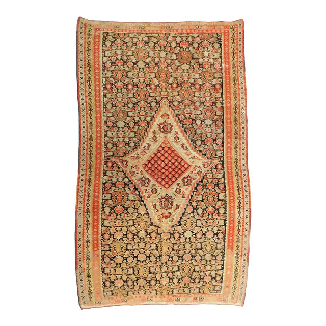 Antique Persian Senneh Kilim. 4'x 6'7" For Sale