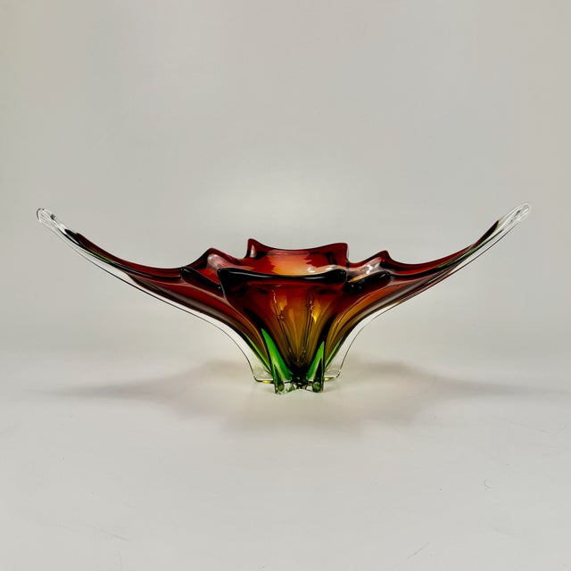 Yellow Murano Glass Bowl in Red, Green, & Yellow, Italy, 1960s For Sale - Image 8 of 8