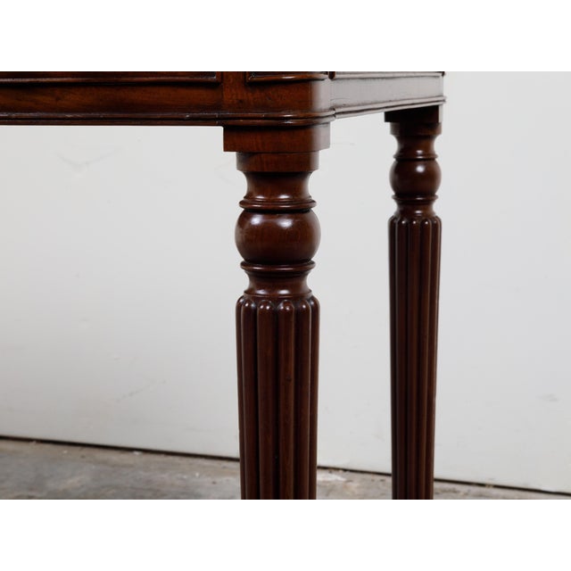 Brown English 19th Century Mahogany Table with Compartment, Drawer and Reeded Legs For Sale - Image 8 of 12