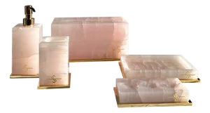 Pink Onyx Bathroom Set by Euromarmi Store, Set of 4