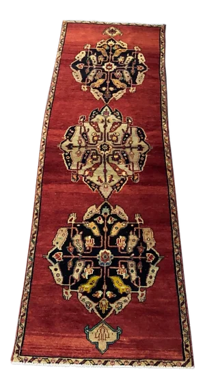 Vintage Traditional Turkish Oushak Handmade Red Runner Rug