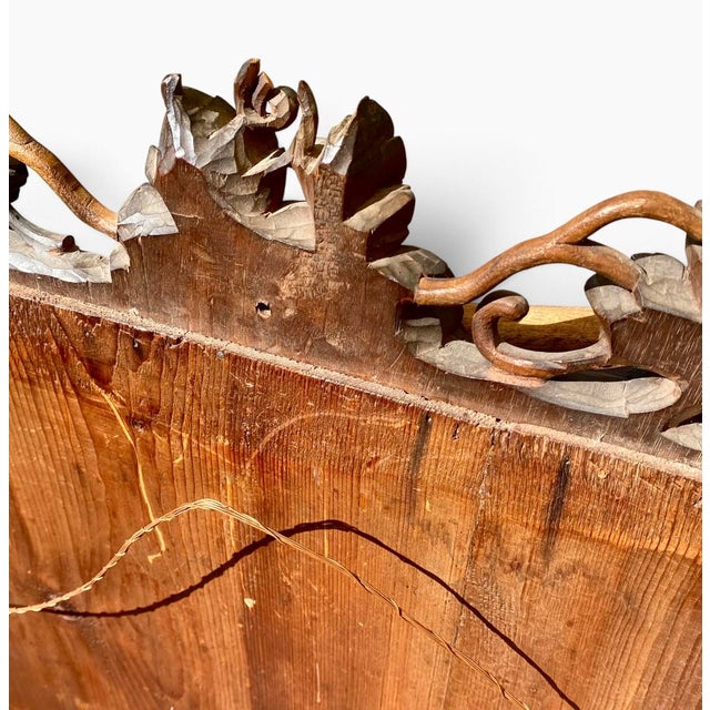 Black Forest Hand Carved Walnut Mirror Vines Leaves Berrys For Sale - Image 14 of 17