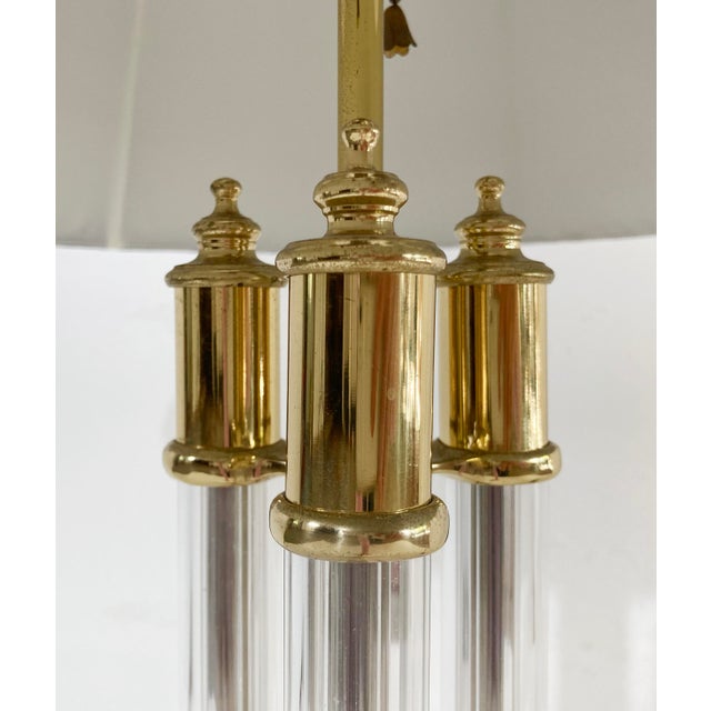 Vintage Brass and Lucite Chapman Three Pillar Table Lamp For Sale In Kansas City - Image 6 of 8