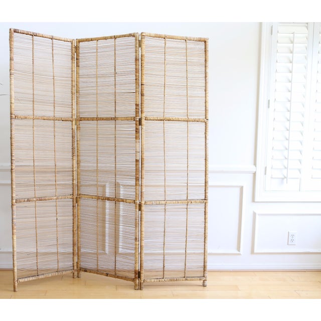 Vintage Bamboo & Rattan Folding Screen Room Divider Chairish