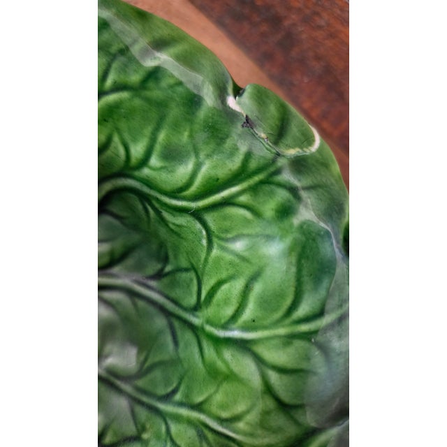 Green 1960s Inarco E2603 Green Majolica-Style Fruit and Leaf Divided Serving Platter For Sale - Image 8 of 16